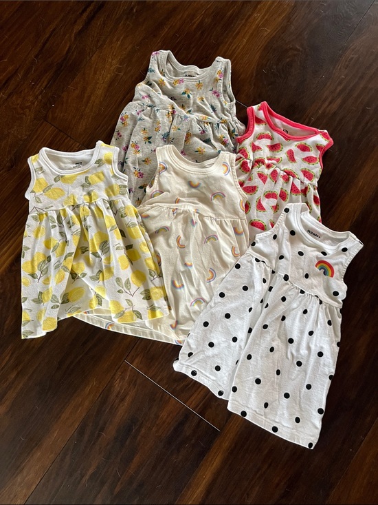 Old Navy Other - Baby girl Sleeveless Cotton Dress - Polka Dot White with Rainbow Accent 3-6 mont